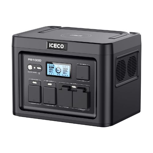 ICECO PB1000 Portable Power Station 1.6Hrs Fast Fully Recharging With AC Input * 1057Wh Capacity And 1200Watts Output Power * LiFeP04 High-quality Battery * 4 Kinds of 9 Interface Outputs(CAR,AC,DC&USB) * 0.01s Power Auto-Switch with UPS Function * V0 Fireproof Shell * LED Light Provides 350Hrs Max Lightning Time