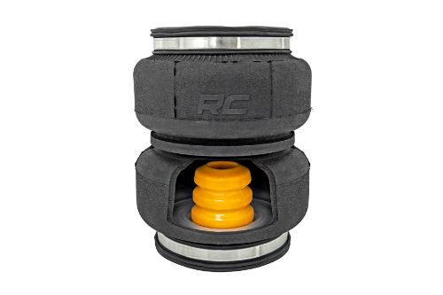 Easy to install. Durable powder coated steel brackets. Push to connect air fittings. Internal Bump stop in Air Bag. Double convoluted Air Bag. Complete kit. Levels truck when towing for safer load carrying. Includes DOT approved air line. Front & Rear Headlight Adjustment brackets included for 2021 models with headlight actuators.