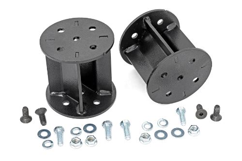 Easy to install. Durable powder coated steel brackets. Push to connect air fittings. Internal Bump stop in Air Bag. Double convoluted Air Bag. Complete kit. Levels truck when towing for safer load carrying. Includes DOT approved air line. Front & Rear Headlight Adjustment brackets included for 2021 models with headlight actuators.