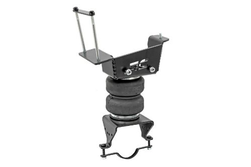 Easy to install. Durable powder coated steel brackets. Push to connect air fittings. Internal Bump stop in Air Bag. Double convoluted Air Bag. Complete kit. Levels truck when towing for safer load carrying. Includes DOT approved air line. Front & Rear Headlight Adjustment brackets included for 2021 models with headlight actuators.