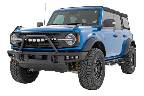 1 7/8" x .095" wall Tubing. Mounting flanges are made from 7 gauge material. Mounts to modular bumper with factory hardware. Slotted light bracket allows the use of multiple LED options. Works with the RC high mount winch kit. Can be installed as a stand-alone unit. Mounting bar features a 5-year limited warranty. LED Lights feature a 3-year limited warranty. Optional 20Î“Ã‡Â¥ Light Bar 7200 lumens 100 watts Durable die-cast aluminum housing Contains 20, 5 watt Cree LEDs 3 year warranty Optional 4Î“Ã‡Â¥ Round Lights 4320 lumens 54 watts 30 degree spot beam Contains 9, 3 watt Cree LEDs 3 year warranty Optional Wide Angle Osram LED 13,500 lumens 150 watts 140 degree wide-angle beam Contains 30, 5-watt OSRAM LEDs 3 year warranty