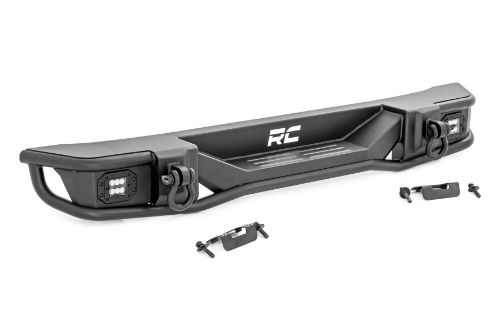 Easy to install! Durable, steel construction. Includes Black D-ring set. Includes (2) Rough Country LED Cubes. Retains factory receiver hitch. Includes backup sensor relocators. 2" Black Series Cubes 2880 lumens. 36 watts. Each light contains 6, 3 watt high intensity Cree LEDs. Moisture Breather technology reduces moisture build-up behind the lens. Includes premium, flat-wound wiring harness with on/off switch. 3 year warranty.