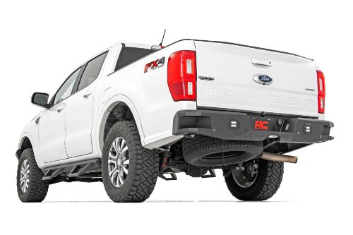 Easy to install! Durable, steel construction. Includes (2) Rough Country LED Cubes. Integrated steps for easy access to bed. Includes backup sensor relocators.