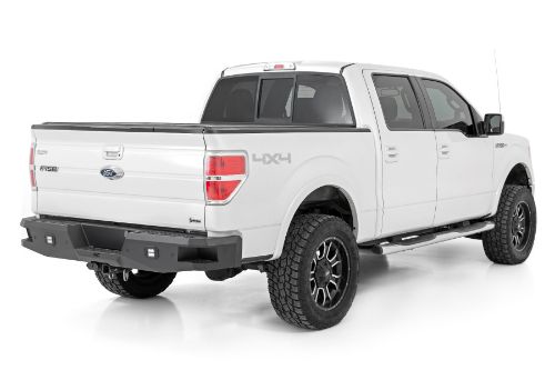 Easy to install! Durable, steel construction Includes (2) Rough Country LED Cubes Integrated steps for easy access to bed Retains factory receiver hitch Includes backup sensor relocators