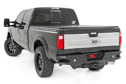 Easy to install! Durable, steel construction Includes (2) Rough Country LED Cubes Integrated steps for easy access to bed Retains factory receiver hitch Includes backup sensor relocators