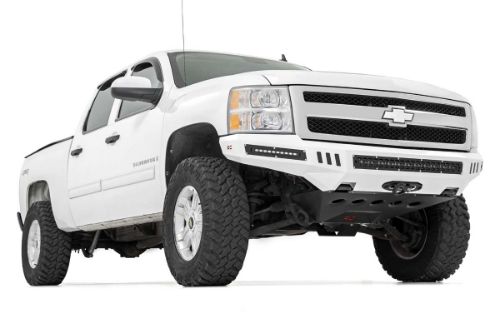 Easy installation 1/8Î“Ã‡Â¥ thick laser-cut steel Dimple Die for increased strength and a clean custom look Attaches to the Rough Country DIY front bumper and factory front crossmember Can be used with Rough Country drop crossmember lift kits Durable powder coat finish