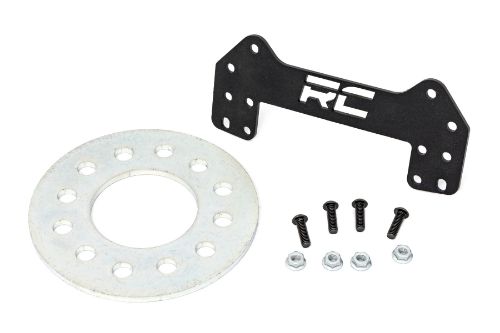 Easy to install. Durable powder coated steel construction. Clears up to a 37" spare tire. Retains factory 3rd brake light. No wiring needed. Extends 3rd brake light over aftermarket spare tire for better visibility and safety. Includes wheel spacer to allow fitment of factory Sasquatch wheel.
