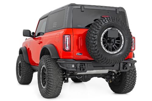 Easy to install! Durable, steel construction. Includes Black D-ring set. Includes (2) Rough Country LED Cubes. Retains factory receiver hitch. Includes backup sensor relocators. 2" Black Series Cubes 2880 lumens. 36 watts. Each light contains 6, 3 watt high intensity Cree LEDs. Moisture Breather technology reduces moisture build-up behind the lens. Includes premium, flat-wound wiring harness with on/off switch. 3 year warranty.