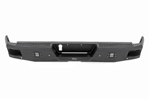 Easy to install! Durable, steel construction Includes (2) Rough Country LED Cubes Integrated steps for easy access to bed Retains factory receiver hitch Includes backup sensor relocators