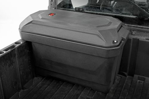 Exterior Dimensions: Length: 27" Width: 16" Height: 15.5" Interior Dimensions: Length: 21.5" Width: 12" Height: 12.25" 45.3 Liter Capacity (12 Gal). Water proof and dust resistant. Easy install. Additional lock and wire rope protect box from being stolen.