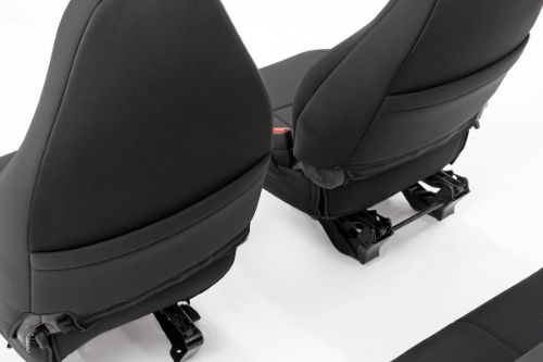 Fits very snug! Made to factory specifications. 4-Layer construction with foam padding and protective polyester shell. Neoprene layer offers great breathability and water resistance. Includes full covers for front seats - plus headrest covers where applicable. Front covers help protect your most-used seats from wear. Rear covers help protect your back seats from children and animal stains. Two-year warranty.