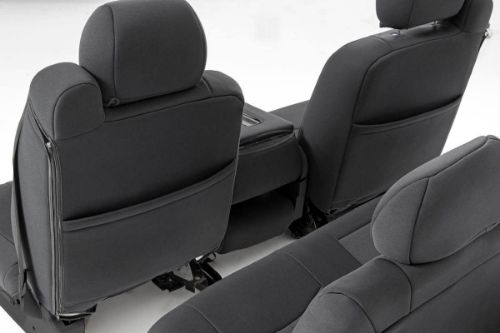 Fits very snug! Made to factory specifications. 4-Layer construction with foam padding and protective polyester shell. Neoprene layer offers great breathability and water resistance. Includes full covers for front seats - plus headrest covers where applicable. Front covers help protect your most-used seats from wear. Rear covers help protect your back seats from children and animal stains. Two-year warranty.