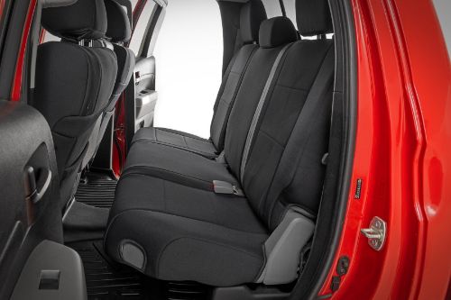 Fits very snug! Made to factory specifications. 4-Layer construction with foam padding and protective polyester shell. Neoprene layer offers great breathability and water resistance. Includes full covers for front seats - plus headrest covers where applicable. Front covers help protect your most-used seats from wear. Rear covers help protect your back seats from children and animal stains. Two-year warranty.