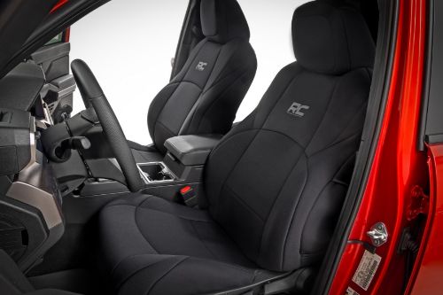 Fits very snug! Made to factory specifications. 4-Layer construction with foam padding and protective polyester shell. Neoprene layer offers great breathability and water resistance. Includes full covers for front seats - plus headrest covers where applicable. Front covers help protect your most-used seats from wear. Rear covers help protect your back seats from children and animal stains. Two-year warranty.