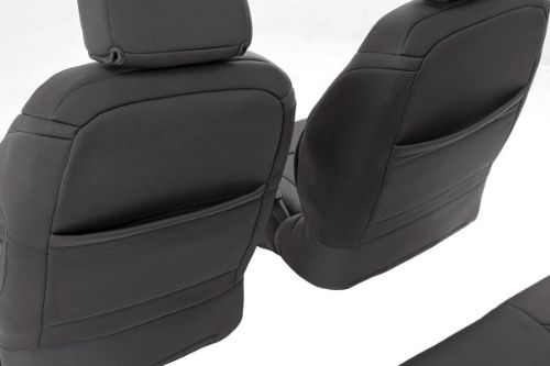 Fits very snug! Made to factory specifications. 4-Layer construction with foam padding and protective polyester shell. Neoprene layer offers great breathability and water resistance. Includes full covers for front seats - plus headrest covers where applicable. Front covers help protect your most-used seats from wear. Rear covers help protect your back seats from children and animal stains. Two-year warranty.
