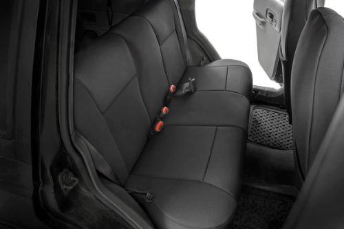 Fits very snug! Made to factory specifications. 4-Layer construction with foam padding and protective polyester shell. Neoprene layer offers great breathability and water resistance. Includes full covers for front seats - plus headrest covers where applicable. Front covers help protect your most-used seats from wear. Rear covers help protect your back seats from children and animal stains. Two-year warranty.