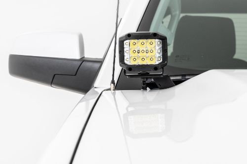 100% bolt-on installation. Does NOT interfere with washer nozzle or spray pattern. Optional Black Series LED 2880 lumens 36 watts Choose Spot or Flood beam Optional Black Series LED W/ DRL 3600 lumens 40 watts 30 degree spot beam Optional Wide Angle Osram LED 13,500 lumens 150 watts 140 degree wide-angle beam