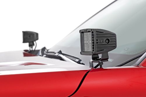 100% bolt-on installation. Does NOT interfere with washer nozzle or spray pattern. Optional Black Series LED 2880 lumens 36 watts Choose Spot or Flood beam Optional Black Series LED W/ DRL 3600 lumens 40 watts 30 degree spot beam Optional Wide Angle Osram LED 13,500 lumens 150 watts 140 degree wide-angle beam