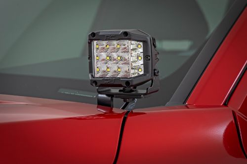 100% bolt-on installation. Does NOT interfere with washer nozzle or spray pattern. Optional Black Series LED 2880 lumens 36 watts Choose Spot or Flood beam Optional Black Series LED W/ DRL 3600 lumens 40 watts 30 degree spot beam Optional Wide Angle Osram LED 13,500 lumens 150 watts 140 degree wide-angle beam