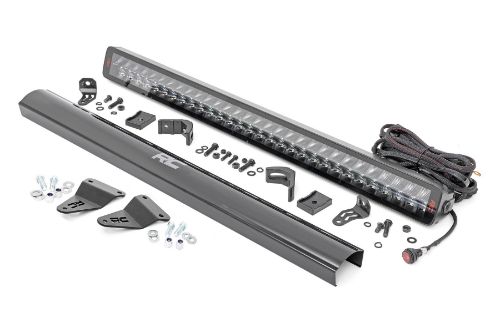// Bracket Details \\\\ Easy installation. Looks like factory equipment. Durable black carbon powdercoating. Includes Lifetime Replacement Guarantee // LED Details \\\\ Each light contains 6, 3 watt High Intensity CREE LEDs 14400 lumens (total) 180 watts (total) 8 degree spot / 90 degree flood beam IP67 Waterproof rating Black panel design Durable die cast aluminum housing Moisture Breather technology reduces moisture build-up behind the lens Includes premium, flat-wound wiring harness with on/off switch Features a 3-year Warranty