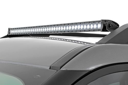 Durable powder coated steel. Handy, forward-facing illumination 16000 lumens 200 watts Contains 40, 5 watt High Intensity CREE LEDs 30 degree spot Black panel design IP67 Waterproof rating Moisture Breather technology reduces moisture build-up behind the lends Noise Silencers eliminate hum, whistle, and other wind noises associated with mounted LED Light bars Includes premium, flat-wound wiring harness with on/off switch Durable die cast aluminum housing