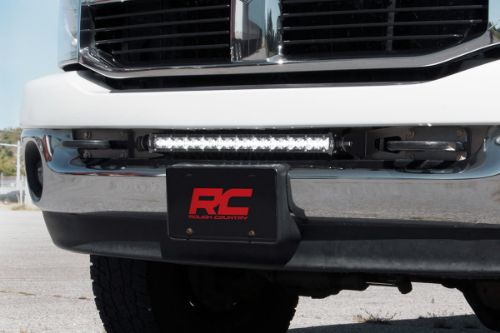 Easy bolt-on install Factory appearance Maintains front factory tow hooks Brackets mount hidden away from view 7200 lumens 100 watts Contains 20, 5 watt High Intensity CREE LEDs 30 degree spot beam IP67 Waterproof rating Black panel design Moisture Breather technology reduces moisture build-up behind the lends Noise Silencers eliminate hum, whistle, and other wind noises associated with mounted LED Light bars Includes premium, flat-wound wiring harness with on/off switch Features both end mounts and adjustable base mounts for multiple mounting solutions Durable die-cast aluminum housing 3 year warranty