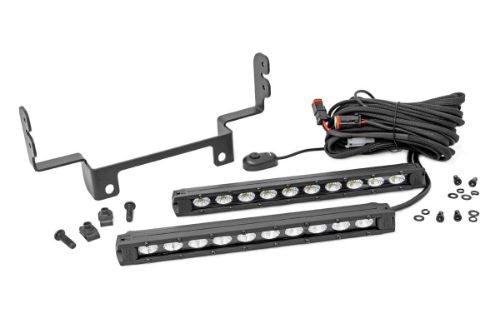 Handy, forward-facing illumination Up to 8,000 Lumens Up to 100 Watts Flood beam pattern Easy, 100% bolt-on installation IP67 Waterproof design Durable, die-cast aluminum housing Includes premium wiring harness