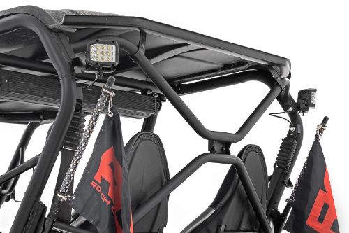 Durable powder-coated steel. Handy, rear-facing illumination. Mounts to rear upper roll cage using factory hardware. Easy, 100% bolt-on installation. IP67 Waterproof design. Durable, die-cast aluminum housing. Includes snap-on cover and premium wiring harness.