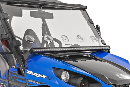 Handy, forward-facing illumination. Easy, 100% bolt-on installation. Mounts to lower roll cage using factory hardware. Light bar sits under the windshield for unobstructed viewing. IP67 Waterproof design. Durable, die-cast aluminum housing. Includes snap-on cover and premium wiring harness.