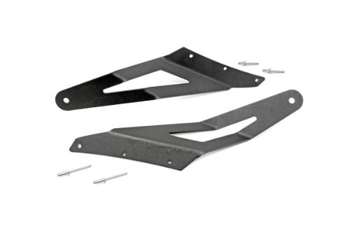 Easy install Features a durable black powder coat Compatible with both Single-Row and Dual-Row Curved LED Light Bars Compatible with Rough Country 54-inch Curved Dual-Row LED Light Bar (72954) Designed to work with light bars with 8mm mounting posts Designed to work with light bars measuring 53-5/8-inches from mounting point to mounting point