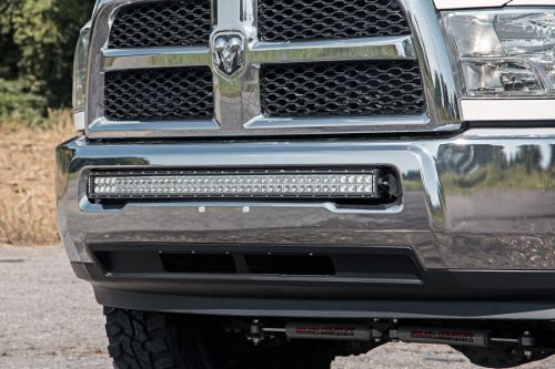 Easy bolt-on install Factory appearance Brackets mount hidden away from view Compatible with both Single-Row and Dual-Row LED Light Bars Compatible with Rough Country 40-inch Curved Dual Row LED Light Bar Kit (72940) Designed to work with light bars with 8mm mounting posts Designed to work with light bars measuring 42 3/16-inches from mounting point to mounting point