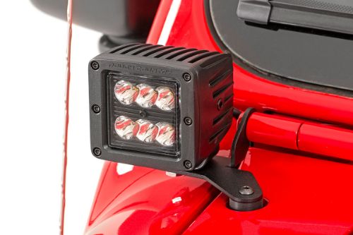 100% bolt-on installation Does NOT interfere with washer nozzle or spray pattern 2880 lumens 36 watts 30 degree spot beam Each light contains 6, 3 watt high intensity Cree LEDs IP67 Waterproof rating Durable die cast aluminum housing Moisture Breather technology reduces moisture build-up behind the lends Includes premium, flat-wound wiring harness with on/off switch Sold in pairs 3 year warranty