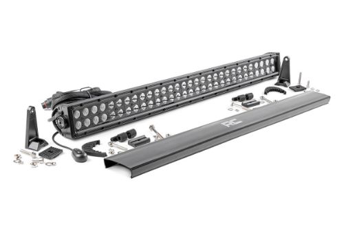 14400 lumens 180 watts Contains 60, 3 watt High Intensity CREE LEDs 8 degree spot / 90 degree flood combo pattern Black panel design IP67 Waterproof rating Durable die cast aluminum housing Moisture Breather technology reduces moisture build-up behind the lends Includes premium, flat-wound wiring harness with on/off switch Includes Base and End mounts Includes snap-on cover Length: 32.1875-inches | Depth: 3.45-inches | Height: 3-inches Bolt Diameter: 8mm Noise Silencers eliminate hum, whistle, and other wind noises associated with mounted LED Light bars 3 year warranty