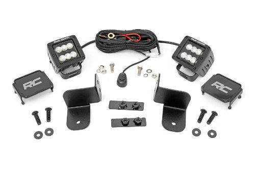 Durable powder coated steel. Handy, rear-facing illumination Up to 13,500 Lumens Up to 140 Watts Flood or Spot pattern Easy, 100% bolt-on installation IP67 Waterproof design Durable, die-cast aluminum housing Includes snap-on cover and premium wiring harness (2-inch Black Series cubes only) Optional Black Series LED 2880 lumens 36 watts Choose Spot or Flood beam Optional Wide Angle Osram LED 13,500 lumens 150 watts 140 degree wide-angle beam
