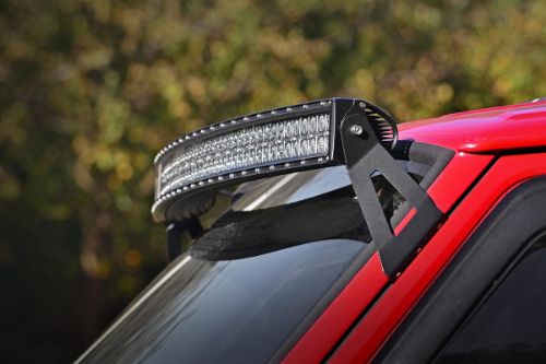 Easy install. Features a durable black powder coat. Designed to work with light bars measuring 50-inches from mounting point to mounting point. IP67 Waterproof rating. Moisture Breather technology reduces moisture build-up behind the lens. Noise Silencers eliminate hum, whistle, and other wind noises associated with mounted LED Light bars. Includes premium, flat-wound wiring harness with on/off switch. Durable die cast aluminum housing. Optional Single Row 19200 lumens 240 watts Contains 48, 5 watt LEDs 30 degree spot beam 3-year Manufacturer's Warranty Optional Dual Row 23040 lumens 288 watts Contains 96, 3 watt LEDs 8 degree spot / 90 degree flood combo 3-year Manufacturer's Warranty Optional Dual Row DRL 43200 lumens 480 watts Contains 96, 5 watt LEDs 5 degree spot / 90 degree flood combo 3-year Limited Warranty