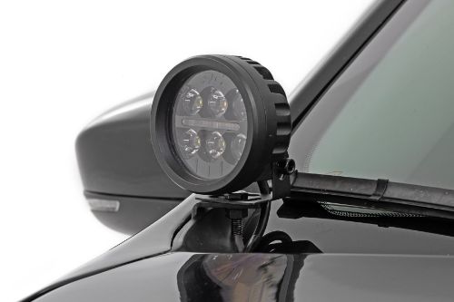 100% bolt-on installation. Does NOT interfere with washer nozzle or spray pattern. Swivel mount allows for precise positioning. Durable powder-coated steel brackets . Optional Black Series LED 2880 lumens 36 watts Choose Spot or Flood beam Optional Black Series LED W/ DRL 3600 lumens 40 watts 30 degree spot beam Optional Wide Angle Osram LED 13,500 lumens 150 watts 140 degree wide-angle beam