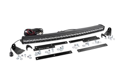 Factory appearance Brackets mount hidden away from view 12000 lumens 150 watts Contains 30, 5 watt Cree LEDs Durable die cast aluminum housing 30 degree spot beam Chrome panel design IP67 Waterproof rating Includes wiring harness Includes Noise Silencers  to help eliminate hum, whistle, and other wind noises associated with mounted LED Light bars Light features a 3 year warranty Mounting brackets feature Lifetime warranty