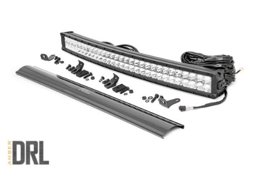 27000 lumens 300 watts Contains 60,5 watt High Intensity CREE LEDs Contains 30, cool white daytime running light LEDs 10 degree spot / 60 degree flood combo pattern Chrome panel design IP67 Waterproof rating Durable die cast aluminum housing Moisture Breather technology reduces moisture build-up behind the lens Includes wiring harness with three-way switch Includes snap-on cover 3 year warranty Length: 32.19-inches | Depth: 3.45-inches | Height: 3-inches Bolt Diameter: 8mm