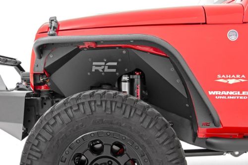 8-inch wide tube style front fender flares Manufactured from durable 5/32" steel and 2"x.120" tubing Protects vehicle from on & off-road debris Comes in satin black finish Increases tire clearance Provides 8-inches of front tire coverage Installation hardware included Sold in pairs