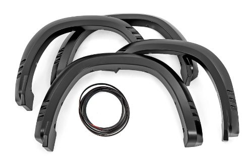 Color: Flat Black Tire Coverage: 2 in. Flare Height: 5.5 in. Quick and easy install with no drilling Added protection from rocks, mud and other road debris UV protected to prevent fading High strength durable ABS Easily paintable to color match your truck Can be removed to bring truck back to stock 3-year limited warranty