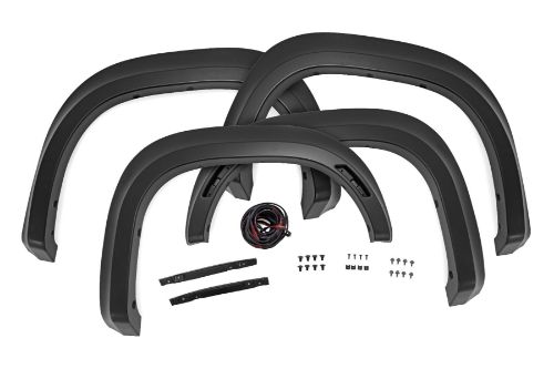 Coverage: 1.25Î“Ã‡Â¥ Flare Height: 5.75Î“Ã‡Â¥ Quick and easy install with no drilling. Added protection from rocks, mud, and other road debris. UV-protected to prevent fading. Built from a special Tri-Blend ABS material for maximum strength and durability. Easily paintable to color match your truck. Can be removed to bring the truck back to stock. 3-year limited warranty.