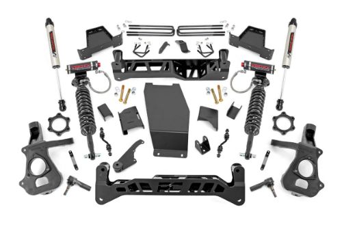 Can run factory 20-inch wheels. Provides highly sought level stance. High clearance crossmember design gives unmatched ground clearance. 100% precision laser cut materials using the latest computer aided design process. Fabricated blocks are stronger and offer a longer lifespan than cast blocks.